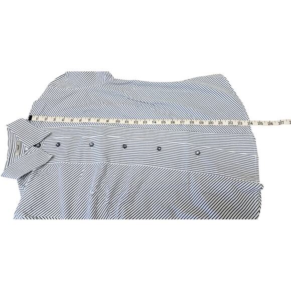 VTG Edward Striped Long Sleeve Blouse Black plastic Rhinestone Buttons W Medium - Picture 5 of 11